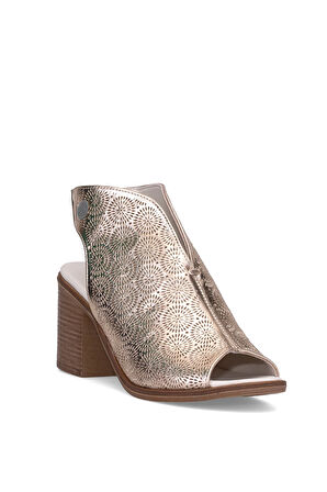 Mammamia D25YS-2915 Kadın Hakiki Deri Topuklu Sandalet Dore