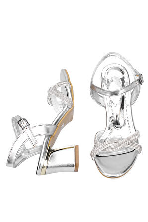 Elit MST1048M Kadın Klasik Topuklu ayakkabı Gümüş