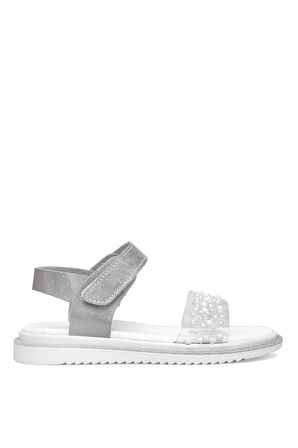 Elit ŞA-F-036-25Y Filet Kız Çocuk Düz Sandalet Gümüş