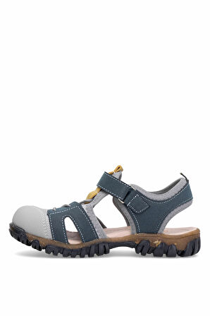 Elit ŞA-F-041-25Y Filet Erkek Çocuk Düz Sandalet Lacivert - Gri