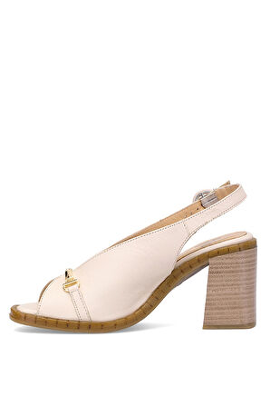 Venüs 2511902Y Kadın Hakiki Deri Topuklu Sandalet Bej