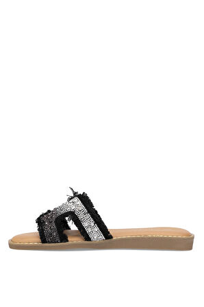 Guja 25Y177-1 Kadın Taşlı Düz Terlik Siyah