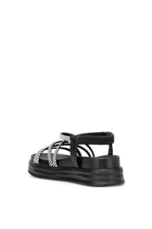 Voyager B144 Kadın Hakiki Deri Düz Sandalet Siyah