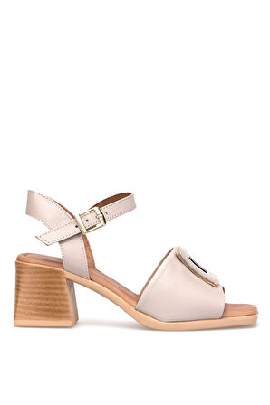 Elit Brk488 Kadın Hakiki Deri Klasik Topuklu Ayakkabı Vizon