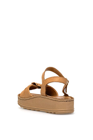 Mammamia D25YS-2595 Kadın Hakiki Deri Düz Sandalet Taba