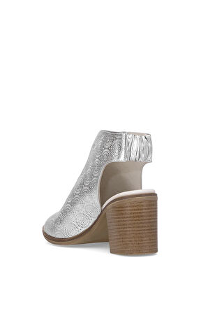 Mammamia D25YS-2915 Kadın Hakiki Deri Topuklu Sandalet Gümüş