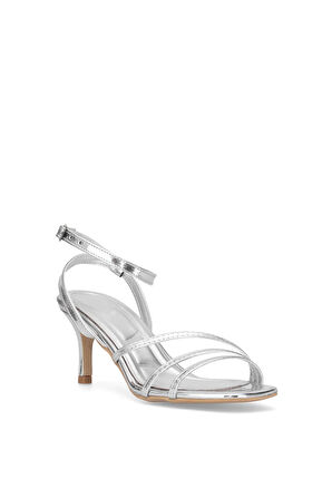 Elit Brk0218 Kadın Hakiki Deri Klasik Topuklu Ayakkabı Gümüş