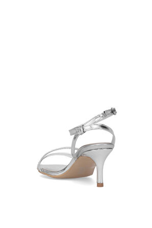 Elit Brk0218 Kadın Hakiki Deri Klasik Topuklu Ayakkabı Gümüş