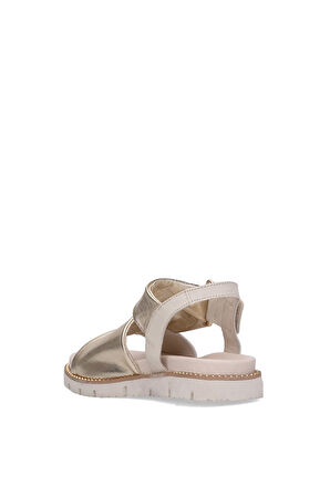 Venüs 25440022Y Kadın Hakiki Deri Düz Sandalet Altın