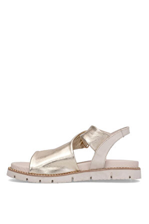 Venüs 25440022Y Kadın Hakiki Deri Düz Sandalet Altın