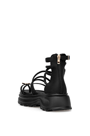 Voyager B119 Kadın Hakiki Deri Düz Sandalet Siyah