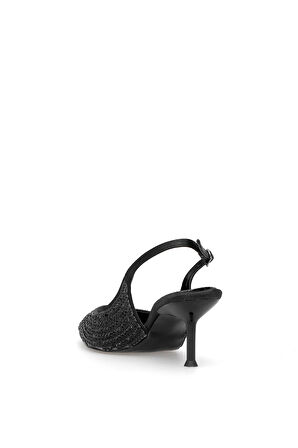 Elit PM486 K210-1 Kadın Taşlı Klasik Topuklu Ayakkabı Siyah