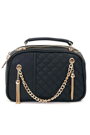 Levidor 930539 Kadın Zincir Saçak Detaylı Omuz Çantası Siyah