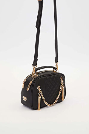 Levidor 930539 Kadın Zincir Saçak Detaylı Omuz Çantası Siyah