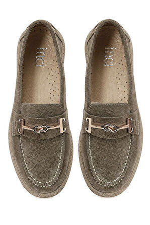 İnci A102042096 5F August 5PR Kadın Hakiki Deri Loafer Ayakkabı Vizon