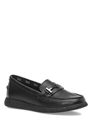 İnci A102042097 5F August.D 5PR Kadın Hakiki Deri Loafer Ayakkabı Siyah