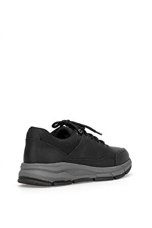 King Paolo I1287 Kruvasan Erkek Hakiki Deri Yürüyüş Ayakkabısı Siyah