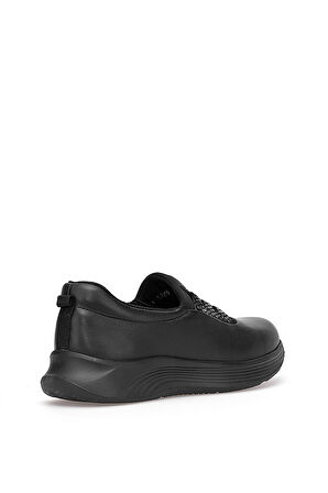 King Paolo I5209 Belis Kadın Hakiki Deri Casual Ayakkabı Siyah