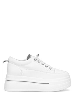 Guja 25K313 Kadın Hakiki Deri Klasik Sneaker Beyaz - Gri