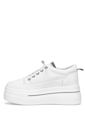 Guja 25K313 Kadın Hakiki Deri Klasik Sneaker Beyaz - Gri