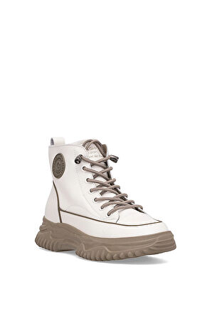 Guja 25K310-13 Kadın Hakiki Deri Sneaker Bot Bej