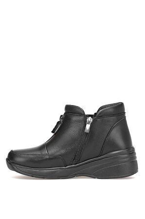 Elit ERLPLV1526-D-F Kadın Hakiki Deri Düz Bot Siyah