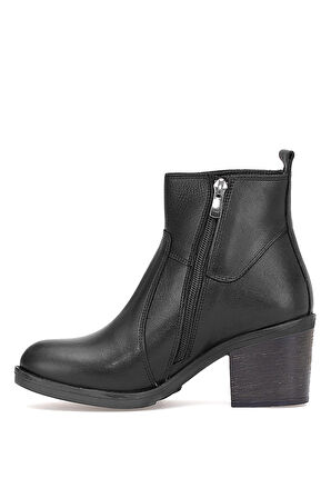 Voyager 9361 Kadın Hakiki Deri Topuklu Bot Siyah