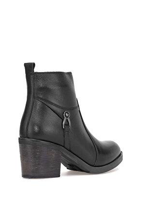 Voyager 9361 Kadın Hakiki Deri Topuklu Bot Siyah