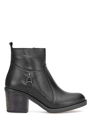 Voyager 9361 Kadın Hakiki Deri Topuklu Bot Siyah
