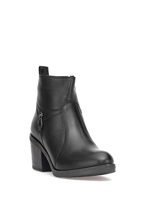 Voyager 9361 Kadın Hakiki Deri Topuklu Bot Siyah