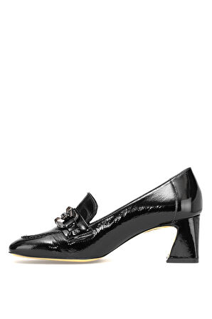 Elit Viena Kadın Hakiki Rugan Deri Klasik Topuklu Ayakkabı Siyah