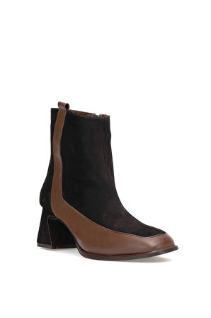 Elit Cordelia Kadın Hakiki Rugan Deri Klasik Topuklu Bot Kahverengi