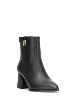 Elit Marivonne Kadın Hakiki Deri Topuklu Bot Siyah