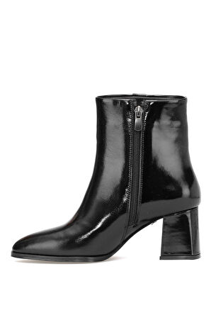 Elit Marivonne Kadın Hakiki Rugan Deri Topuklu Bot Siyah