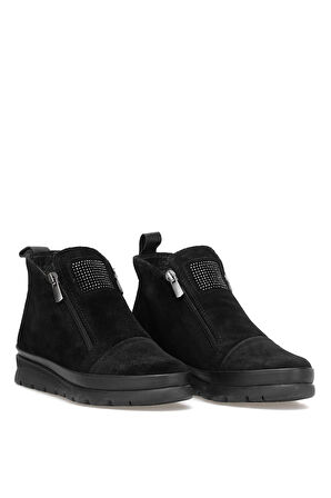 Elit Celindra Kadın Hakiki Süet Deri Düz Bot Siyah