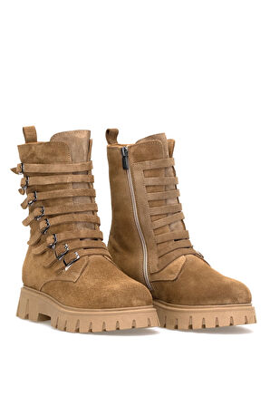 Elit Valindra Kadın Hakiki Süet Deri Klasik Bot Camel