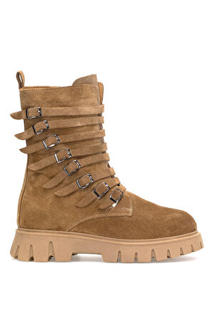 Elit Valindra Kadın Hakiki Süet Deri Klasik Bot Camel