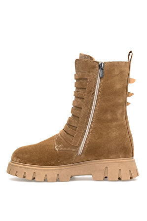 Elit Valindra Kadın Hakiki Süet Deri Klasik Bot Camel