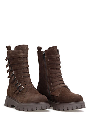 Elit Valindra Kadın Hakiki Süet Deri Klasik Bot Kahverengi