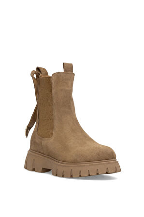 Elit Thalvora Kadın Hakiki Süet Deri Klasik Bot Camel