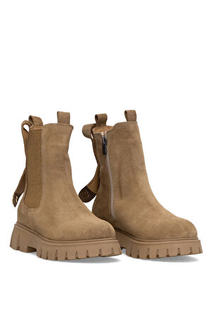 Elit Thalvora Kadın Hakiki Süet Deri Klasik Bot Camel