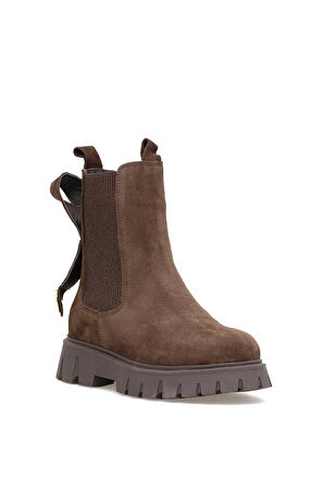 Elit Thalvora Kadın Hakiki Süet Deri Klasik Bot Kahverengi