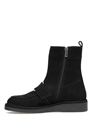 Elit Lorivane Kadın Hakiki Nubuk Deri Düz Bot Siyah