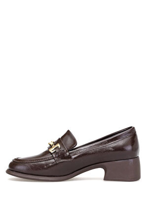 Elit PM161 K1063 Kadın Rugan Klasik Topuklu Ayakkabı Kahverengi