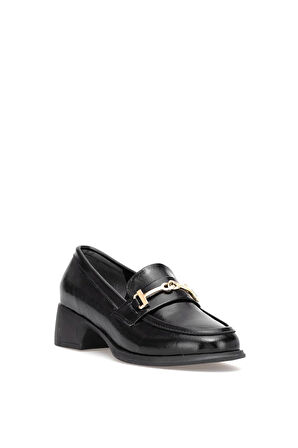 Elit PM161 K1063 Kadın Rugan Klasik Topuklu Ayakkabı Siyah