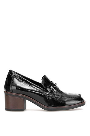 Mammamia D25KA-150 Kadın Hakiki Rugan Deri Klasik Topuklu Ayakkabı Siyah