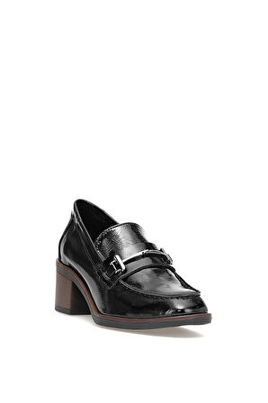 Mammamia D25KA-150 Kadın Hakiki Rugan Deri Klasik Topuklu Ayakkabı Siyah