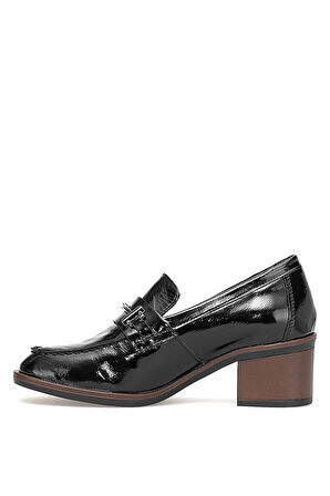 Mammamia D25KA-150 Kadın Hakiki Rugan Deri Klasik Topuklu Ayakkabı Siyah
