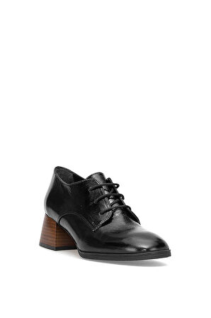 Mammamia D25KA-1545 Kadın Hakiki Rugan Deri Klasik Topuklu Ayakkabı Siyah