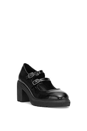 Mammamia D25KA-160 Kadın Hakiki Rugan Deri Klasik Topuklu Ayakkabı Siyah